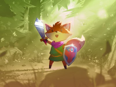 A screenshot from the game Tunic featuring a bushy-tailed protagonist