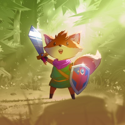 A screenshot from the game Tunic featuring a bushy-tailed protagonist
