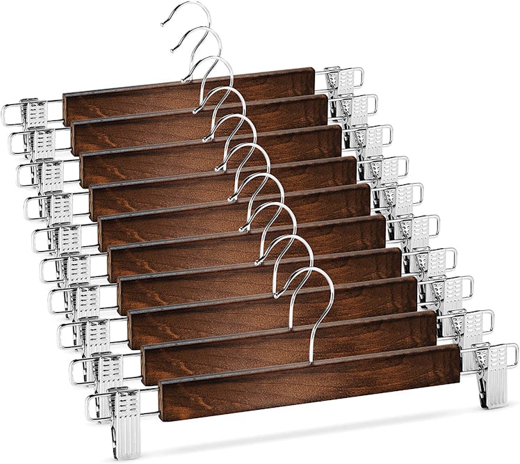 Zober High-Grade Wooden Pants Hanger (10-Pack)