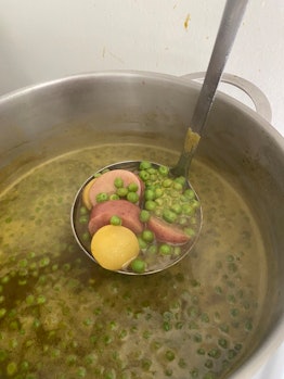 Emma Chamberlain's potato and pea soup