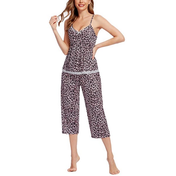 Ekouaer V-Neck Cami and Capris Sleepwear Set