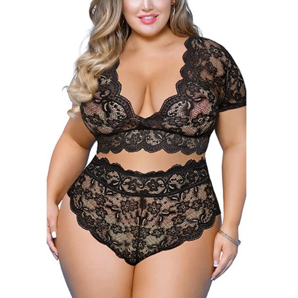 JuicyRose Lace Crop Top And Panty Set (2-Piece)