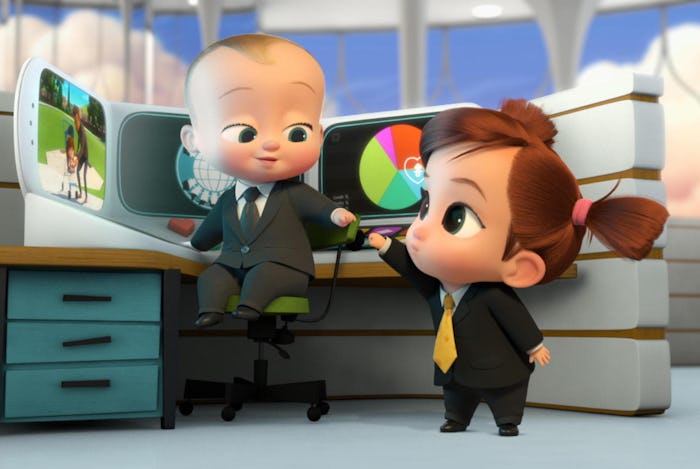 Ted and Tina bump fists in the 'Boss Baby: Back in the Crib' trailer.