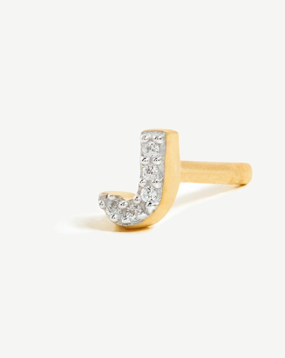 Pave Initial Single Stud Earring