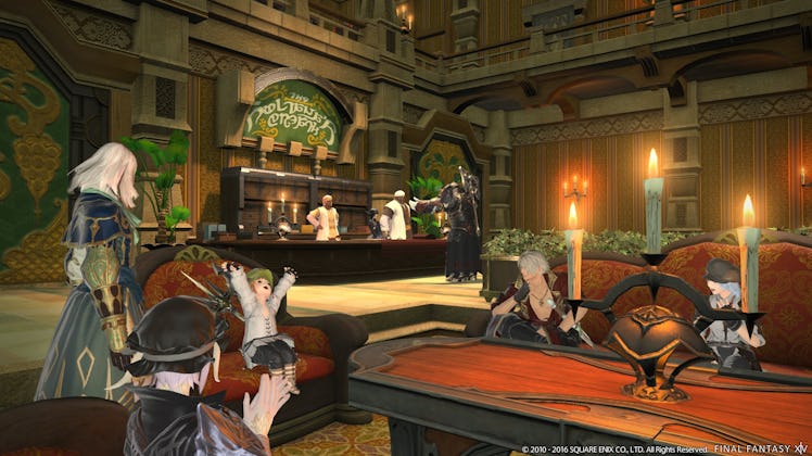 screenshot of players in house from Final Fantasy 14