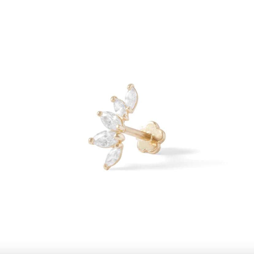 Flower Cartilage Barbell in 14K Gold