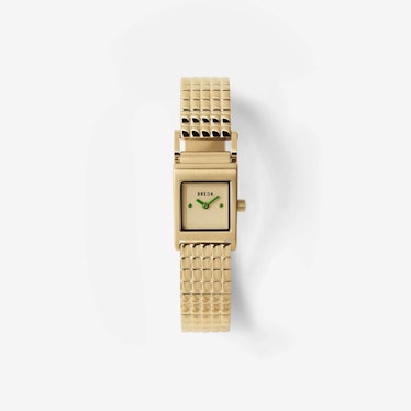 crochet outfits gold square metal watch