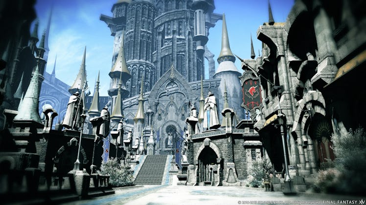 screenshot of Ishgard city in Final Fantasy 14