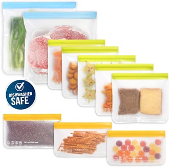roonoo Dishwasher Safe Reusable Food Storage Bags (10-Pack)