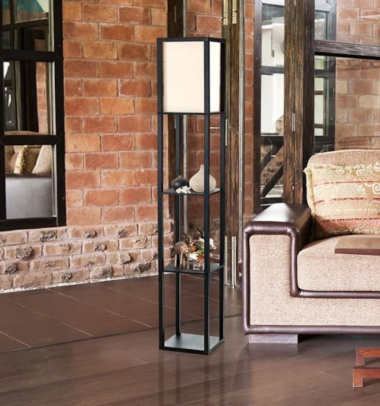 Simple Designs Home Linen Shade Floor Lamp