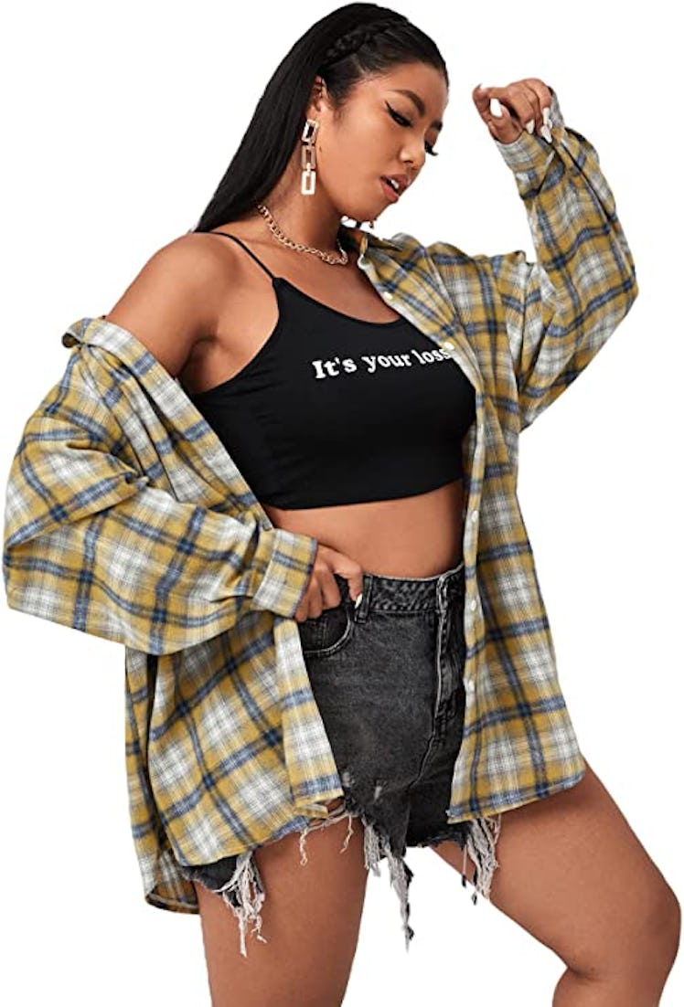 SheIn Plus Drop Shoulder Flannel