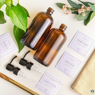 Vine Creations Amber Glass Soap Dispenser (2-Pack)
