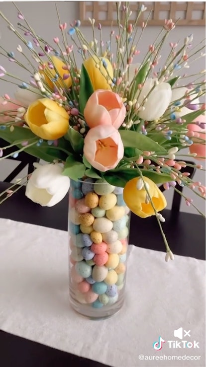 For Easter centerpieces, some spring flowers can make a big impact for your table.