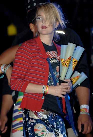 Drew Barrymore wearing dramatic eyeliner at Coachella