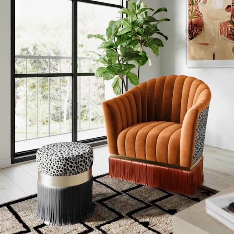 Enid Cinnamon Velvet Swivel Chair