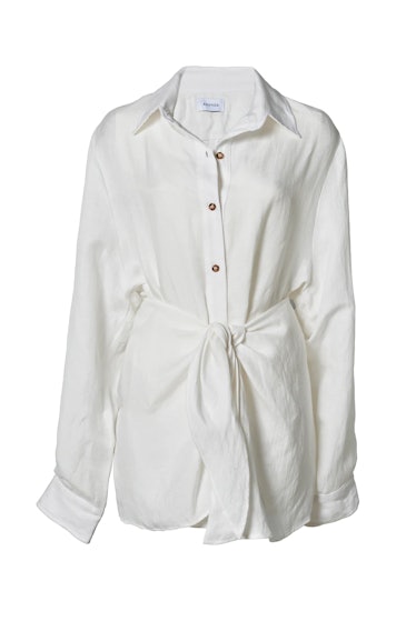 2022 vacation trends versatile pieces white mini button down dress 