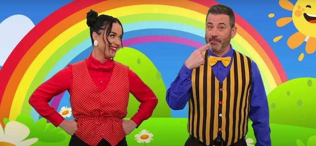Katy Perry and Jimmy Kimmel write a new kid song. 