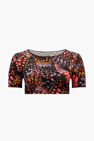This butterfly-print mesh top is from Lizzo's shapewear collection, YITTY.