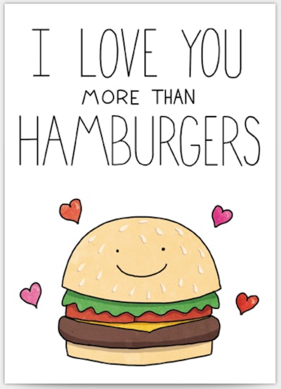 This funny Mother's Day Ecard design features a smiling hamburger.