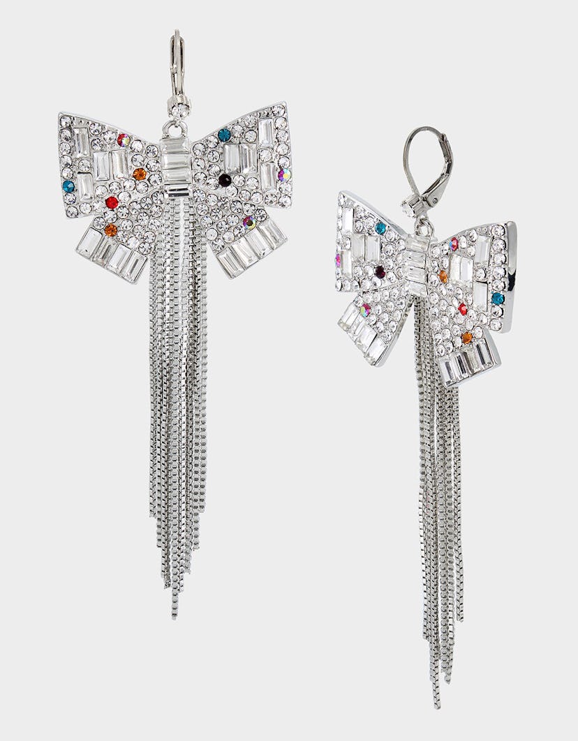 Pop Heart Bow Fringe Earrings Multi