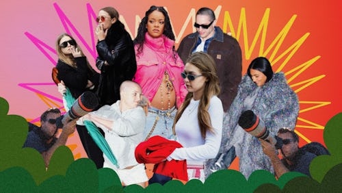 A collage of paparazzi shots of different celebrities