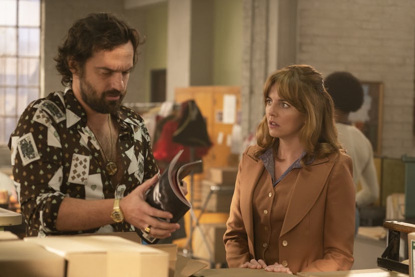 Jake Johnson (Doug) and Ophelia Lovibond (Joyce) star in HBO Max's 'Minx,' which is leaving the door...