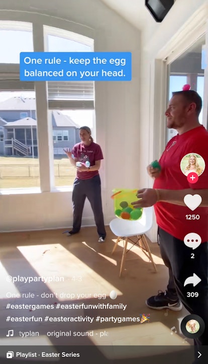A woman shares some Easter games on TikTok with plastic Easter eggs. 