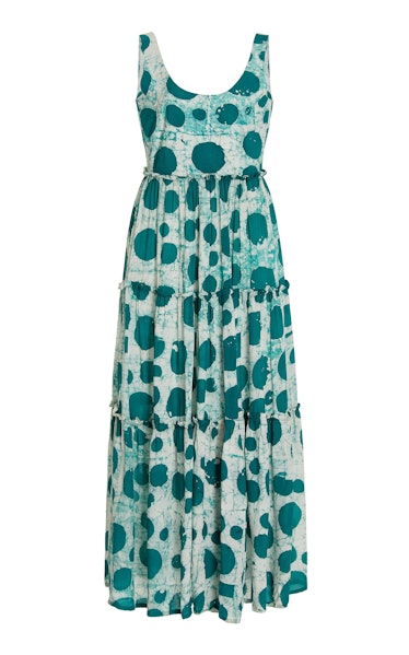 2022 vacation trends maxi dresses green tie dye print  
