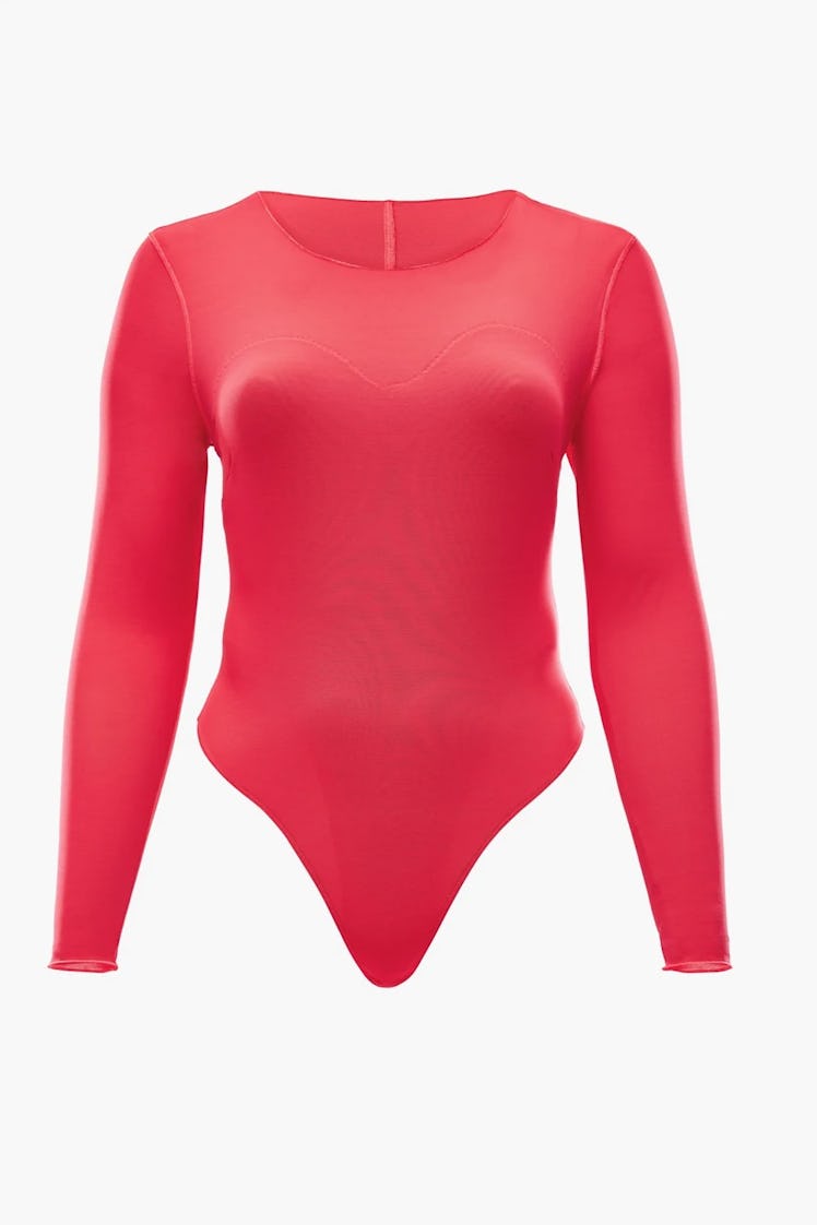 This neon pink shapewear bodysuit is from Lizzo's shapewear collection, YITTY.