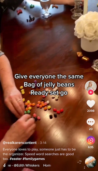 A family plays some Easter games with jelly beans. 