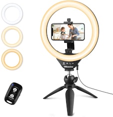 Some college graduation gifts include this selfie ring light for zoom calls.