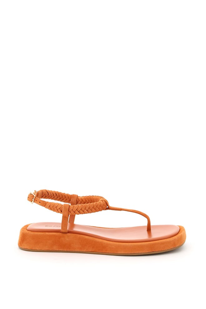 These orange GIA/RHW sandals are a basic spring/summer wardrobe staple.
