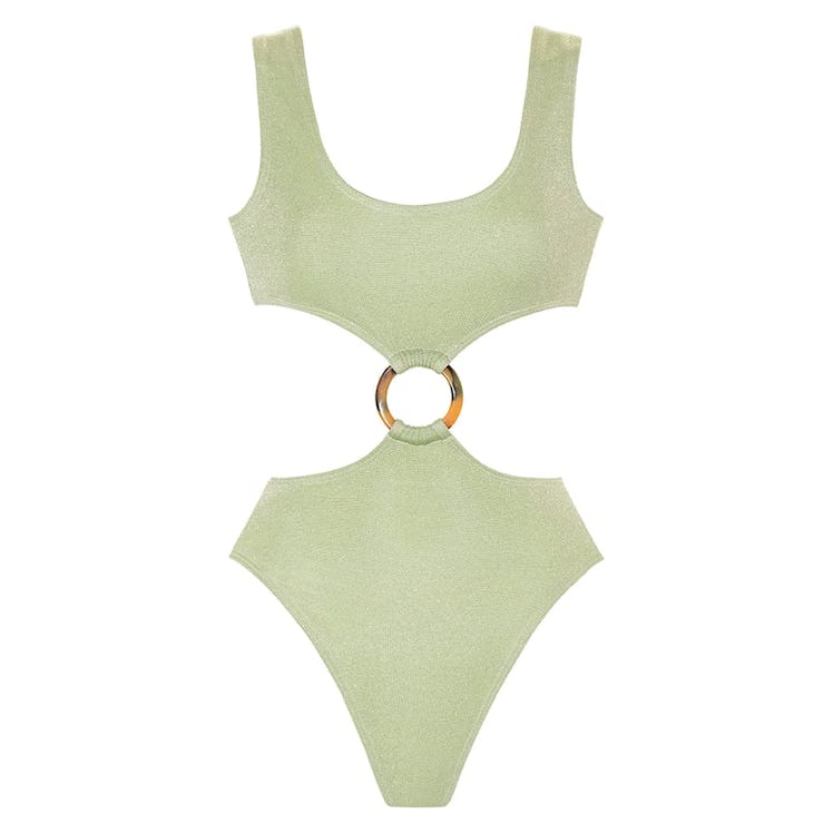 swimwear trends 2022 green pastel cutout one piece 