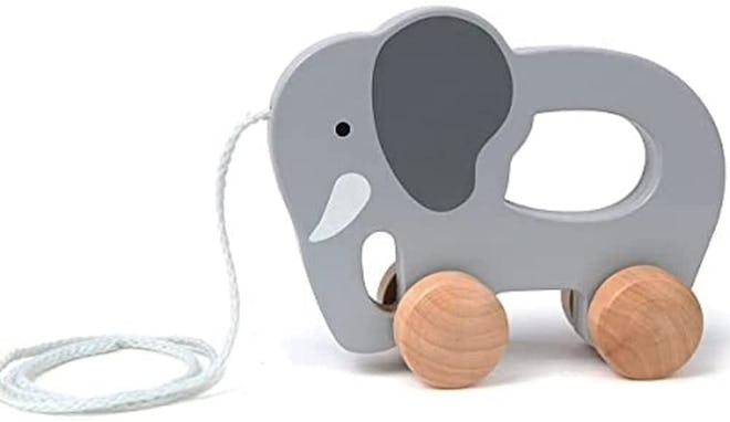 Montessori toys for 1 year old, push and pull wooden elephant