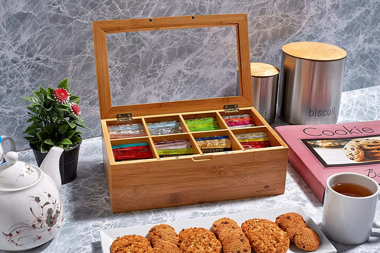 RoyalHouse Bamboo Tea Box Organizer