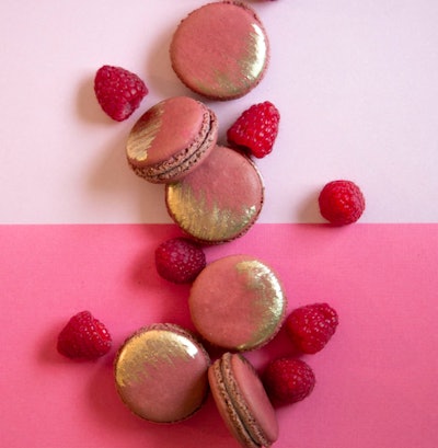 Best Mother's Day Gifts, pink and gold macaron edibles 