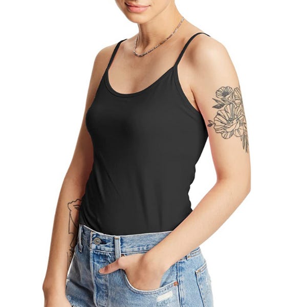 Hanes Stretch Cotton Cami with Built-In Shelf Bra