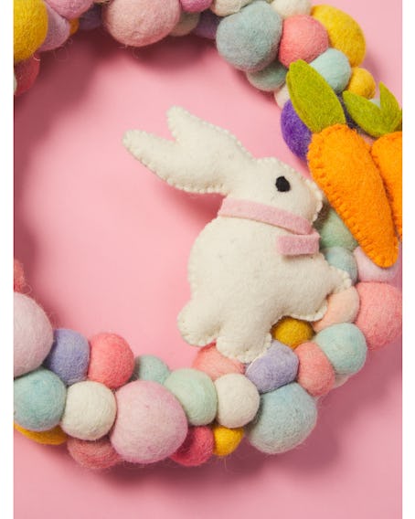 This bunny Easter wreath is part of HomeGoods decor. 