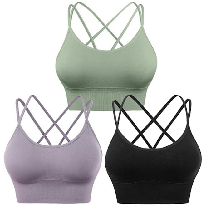 Evercute Cross-Back Sport Bras (3-Pack)