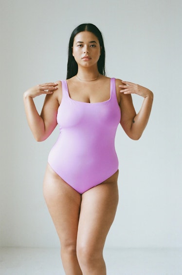 swimwear trends 2022 pastel lavender one piece  