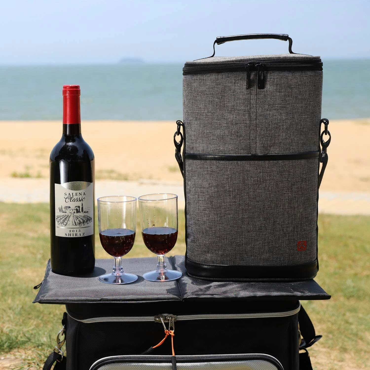 ALLCAMP Outdoor Dual Wine Bottle Tote Carrier