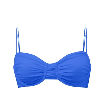 swimwear trends 2022 blue ruched bikini top