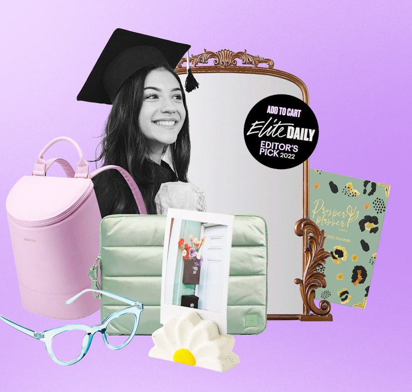 Collage of a graduate girl and 2022 graduation gift ideas for your friends