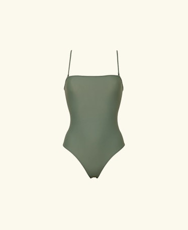swimwear trends 2022 micro thin straps green one piece  