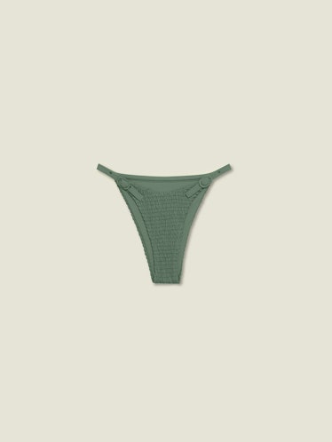 swimwear trends 2022 green smocked bikini bottom