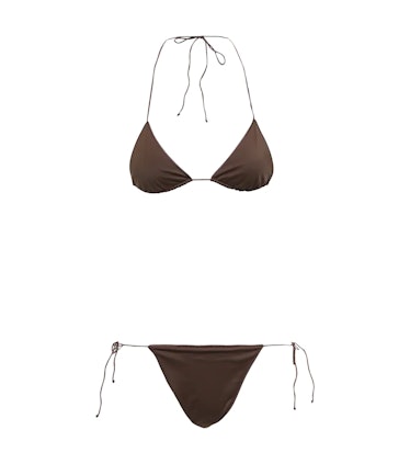 swimwear trends 2022 micro thin straps brown bikini