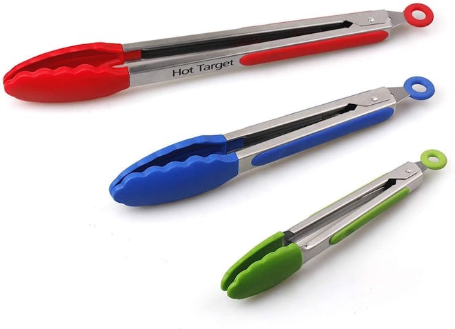 Hot Target Stainless Steel Silicone Tongs (3-Pack)