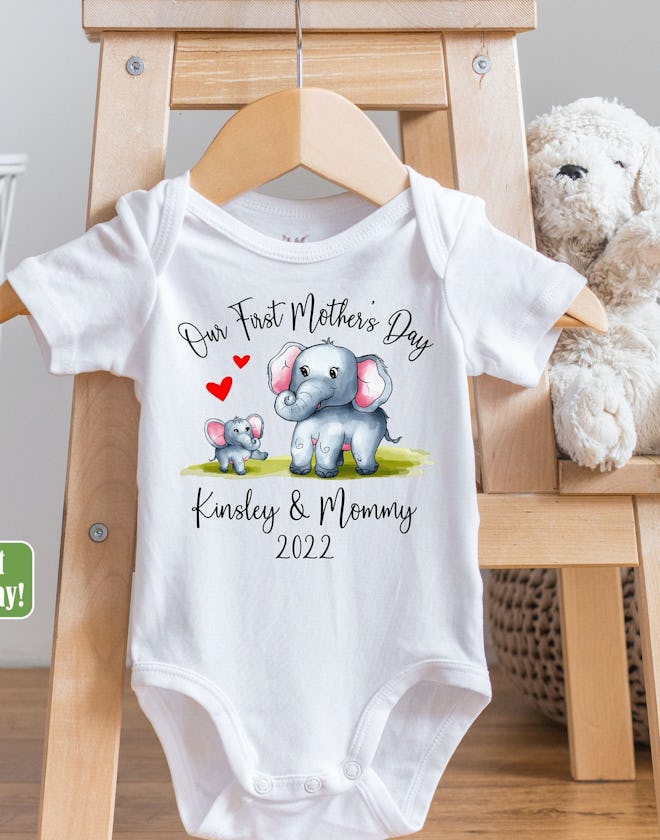 First Mother's Day Baby Elephant Onesie
