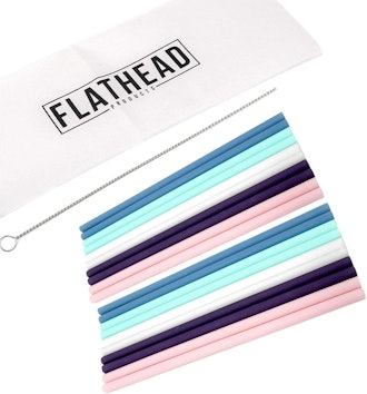 Flathead Reusable Silicone Drinking Straws (20-Pack)