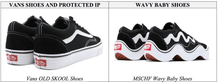 Vans MSCHF "Wavy Baby" Lawsuit comparison